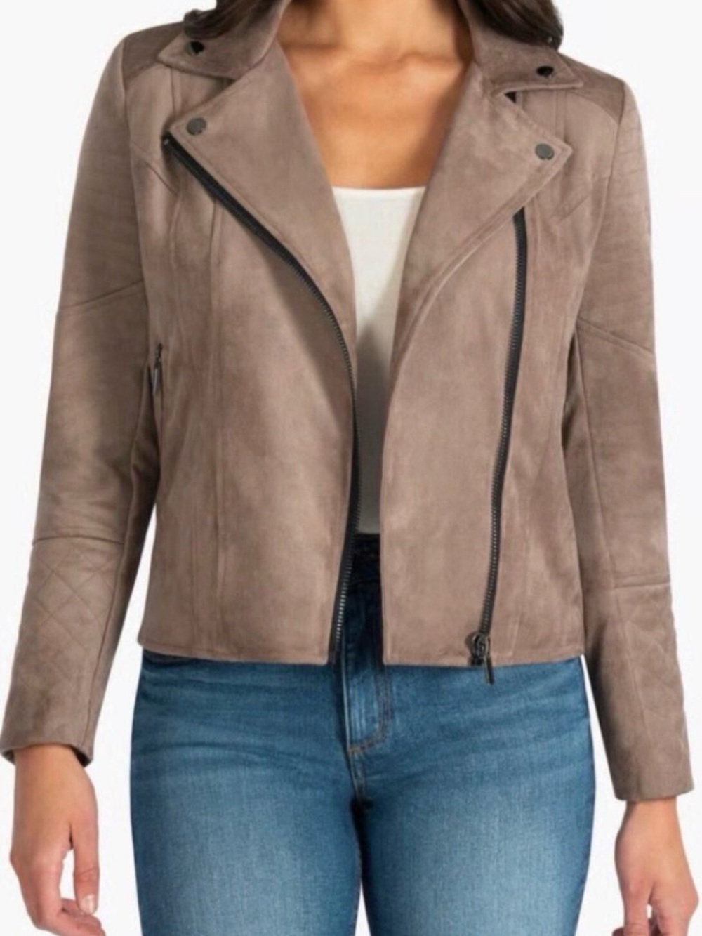 Nordstrom Women’s Taupe Suede Moto Jacket